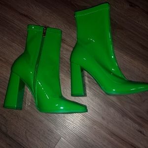 Green vinyl boots